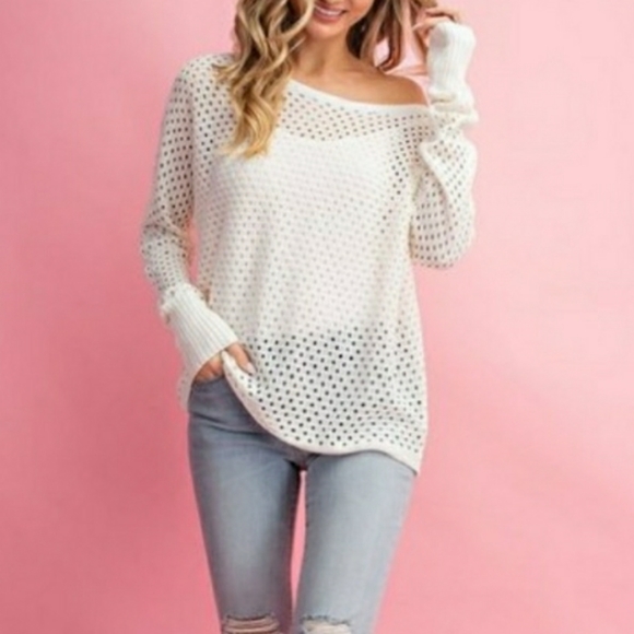 Black Eyelet Knit Sweater - Picture 4 of 6